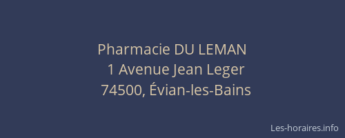 Pharmacie DU LEMAN