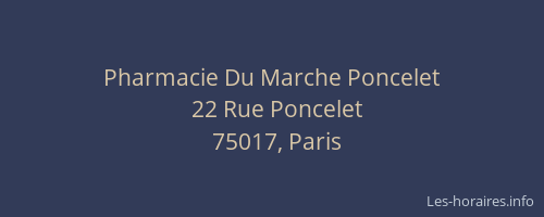 Pharmacie Du Marche Poncelet