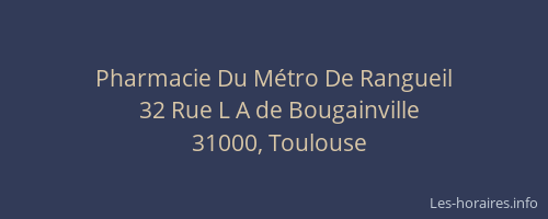 Pharmacie Du Métro De Rangueil