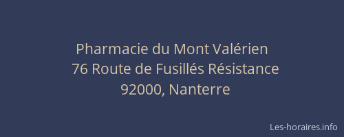 Pharmacie du Mont Valérien