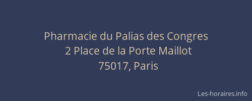 Pharmacie du Palias des Congres