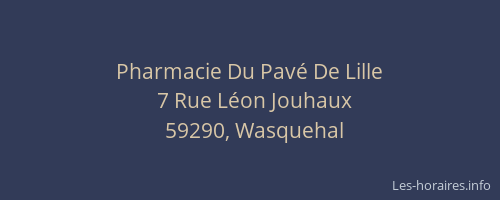 Pharmacie Du Pavé De Lille