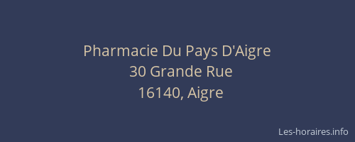 Pharmacie Du Pays D'Aigre