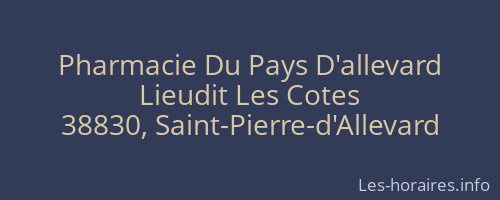 Pharmacie Du Pays D'allevard