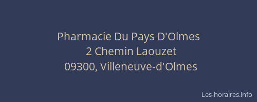 Pharmacie Du Pays D'Olmes