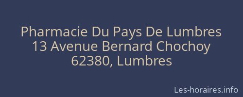 Pharmacie Du Pays De Lumbres