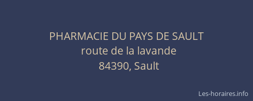 PHARMACIE DU PAYS DE SAULT