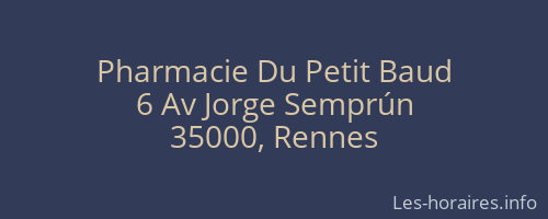 Pharmacie Du Petit Baud