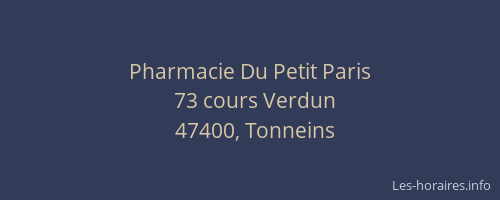 Pharmacie Du Petit Paris