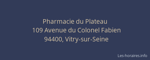 Pharmacie du Plateau