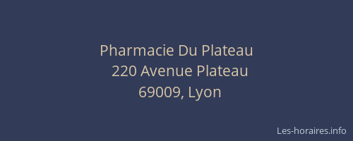 Pharmacie Du Plateau