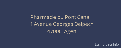 Pharmacie du Pont Canal