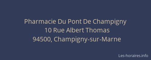 Pharmacie Du Pont De Champigny