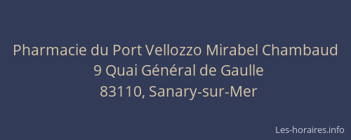 Pharmacie du Port Vellozzo Mirabel Chambaud