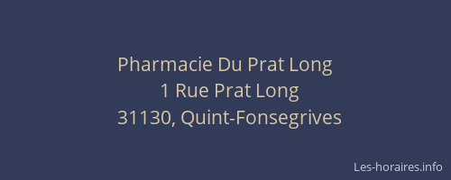 Pharmacie Du Prat Long
