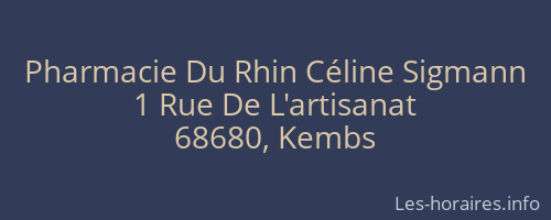 Pharmacie Du Rhin Céline Sigmann