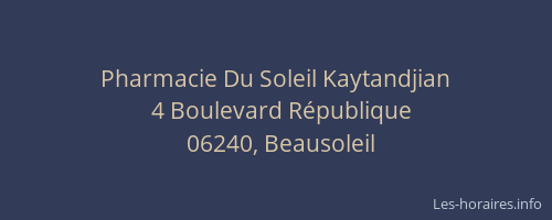 Pharmacie Du Soleil Kaytandjian