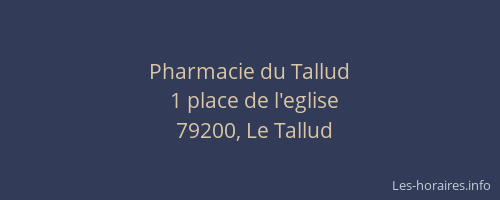 Pharmacie du Tallud