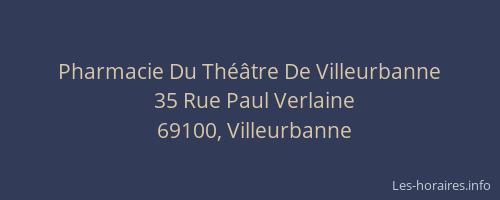 Pharmacie Du Théâtre De Villeurbanne