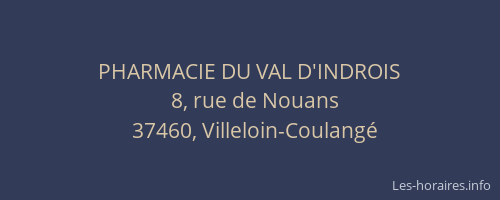 PHARMACIE DU VAL D'INDROIS