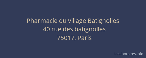 Pharmacie du village Batignolles