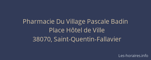 Pharmacie Du Village Pascale Badin