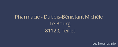 Pharmacie - Dubois-B&eacute;nistant Mich&egrave;le