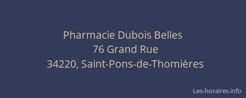 Pharmacie Dubois Belles