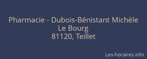 Pharmacie - Dubois-Bénistant Michèle