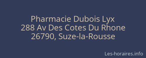 Pharmacie Dubois Lyx