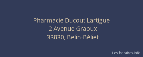 Pharmacie Ducout Lartigue