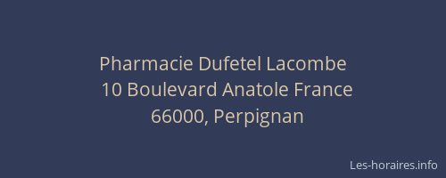 Pharmacie Dufetel Lacombe