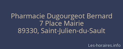 Pharmacie Dugourgeot Bernard