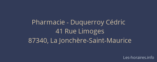Pharmacie - Duquerroy C&eacute;dric