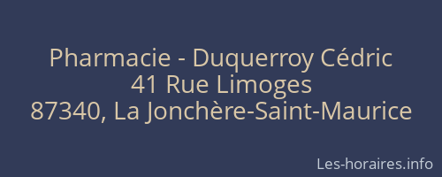 Pharmacie - Duquerroy Cédric