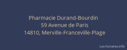 Pharmacie Durand-Bourdin