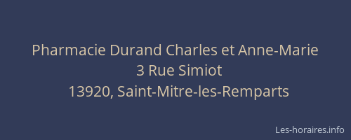 Pharmacie Durand Charles et Anne-Marie