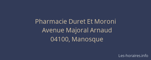 Pharmacie Duret Et Moroni