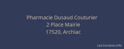 Pharmacie Dusaud Couturier