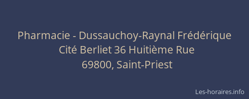 Pharmacie - Dussauchoy-Raynal Frédérique
