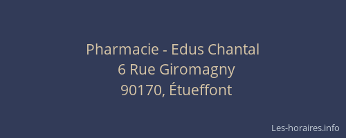Pharmacie - Edus Chantal