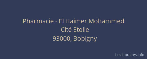 Pharmacie - El Haimer Mohammed