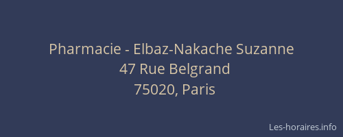 Pharmacie - Elbaz-Nakache Suzanne
