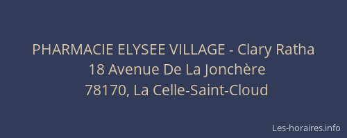 PHARMACIE ELYSEE VILLAGE - Clary Ratha