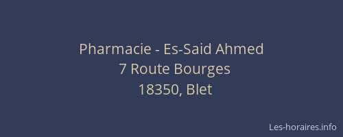 Pharmacie - Es-Said Ahmed