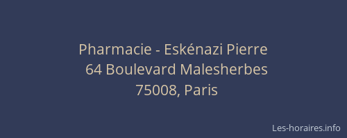 Pharmacie - Eskénazi Pierre