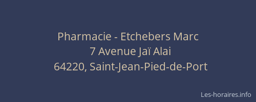 Pharmacie - Etchebers Marc
