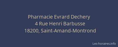 Pharmacie Evrard Dechery