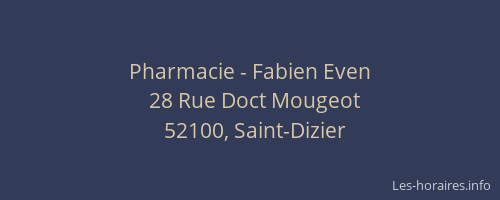 Pharmacie - Fabien Even