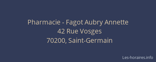 Pharmacie - Fagot Aubry Annette